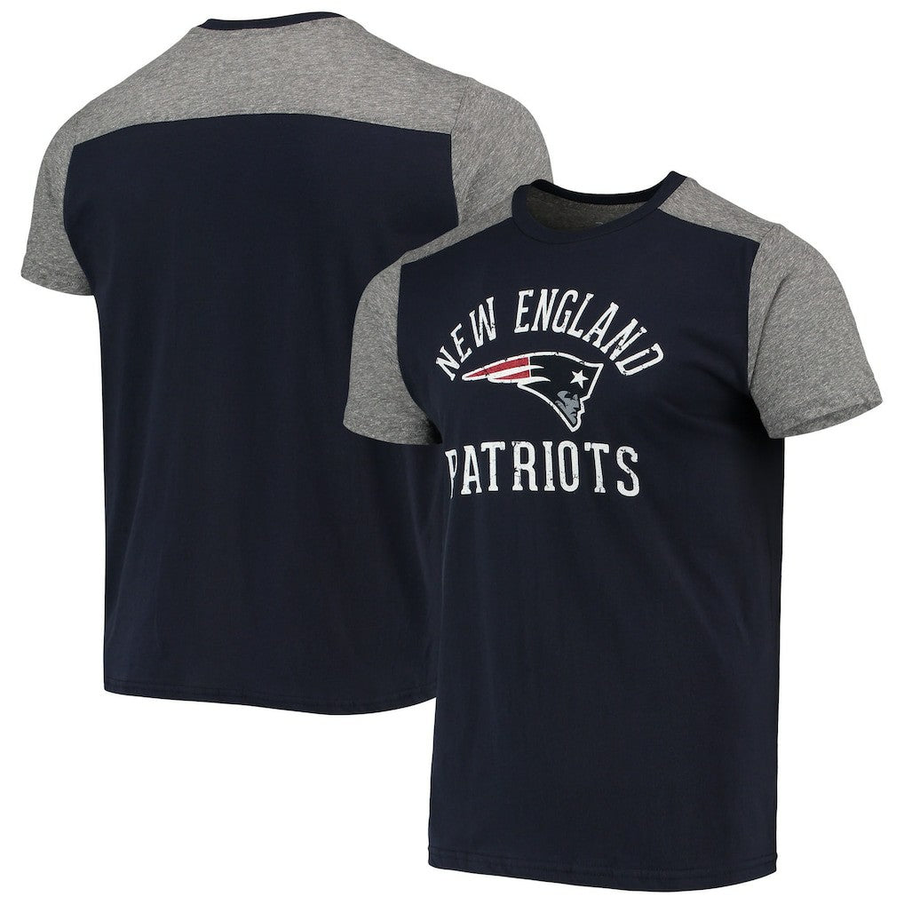 New England Patriots Majestic Threads Field Goal Slub T-Shirt Navy/Gray - NFL