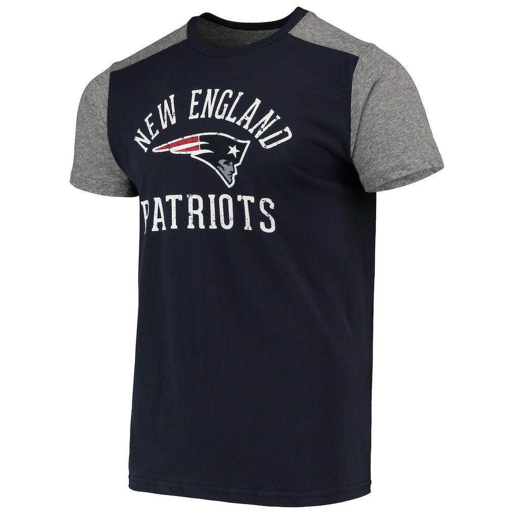 New England Patriots Majestic Threads Field Goal Slub T-Shirt Navy/Gray - NFL