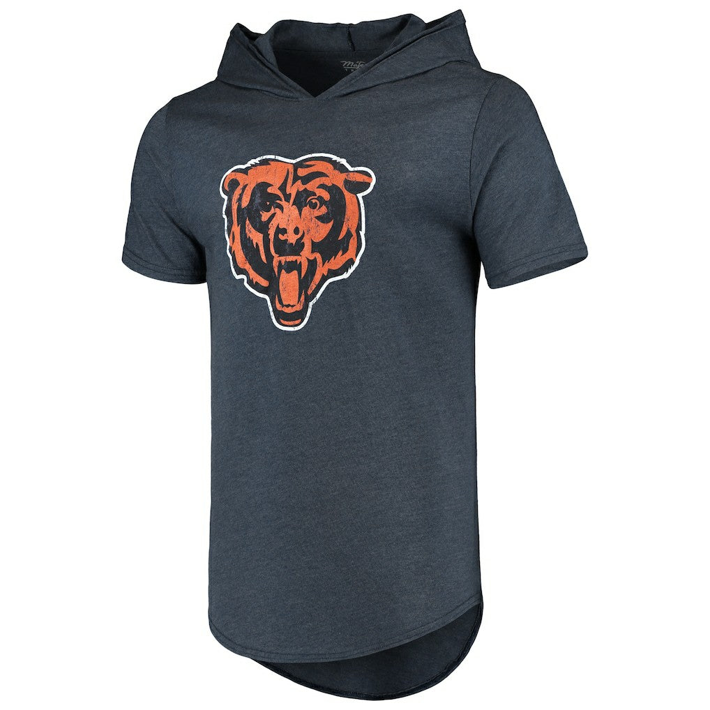 Chicago Bears Majestic Threads Primary Logo Tri-Blend Hoodie T-Shirt Navy - NFL