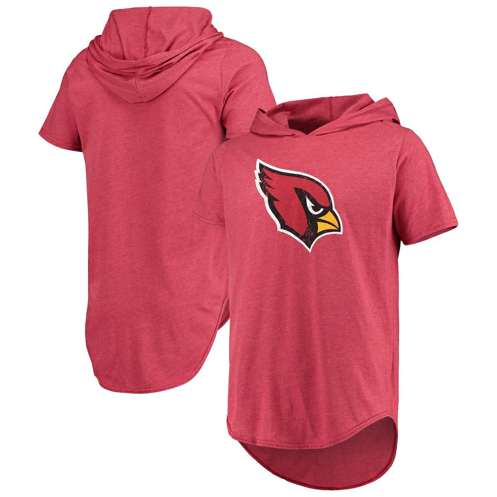 Arizona Cardinals Majestic Threads Primary Logo Tri-Blend Hoodie T-Shirt Cardinal - NFL