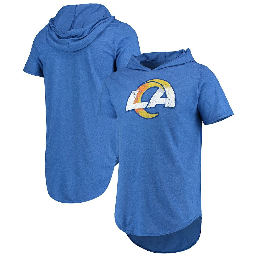 Los Angeles Rams Majestic Threads Primary Logo Tri-Blend Hoodie T-Shirt Royal - NFL