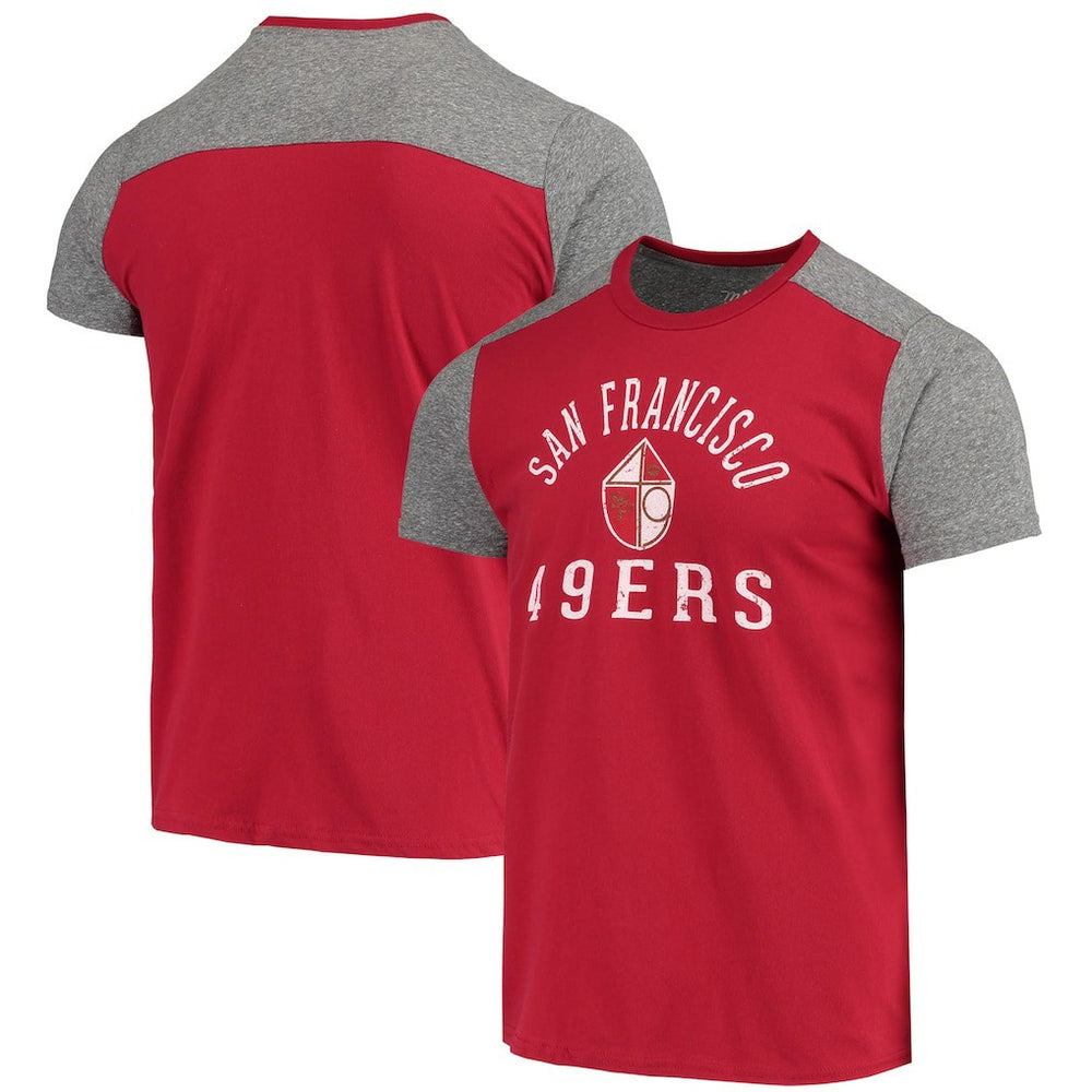 San Francisco 49ers Majestic Threads Gridiron Classics Field Goal Slub T-Shirt Scarlet/Heathered Gray - NFL