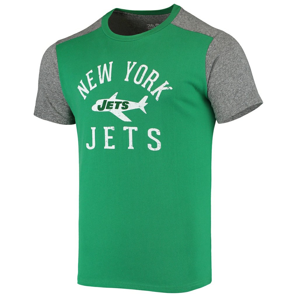 New York Jets Majestic Threads Gridiron Classics Field Goal Slub T-Shirt Kelly Green/Heathered Gray - NFL