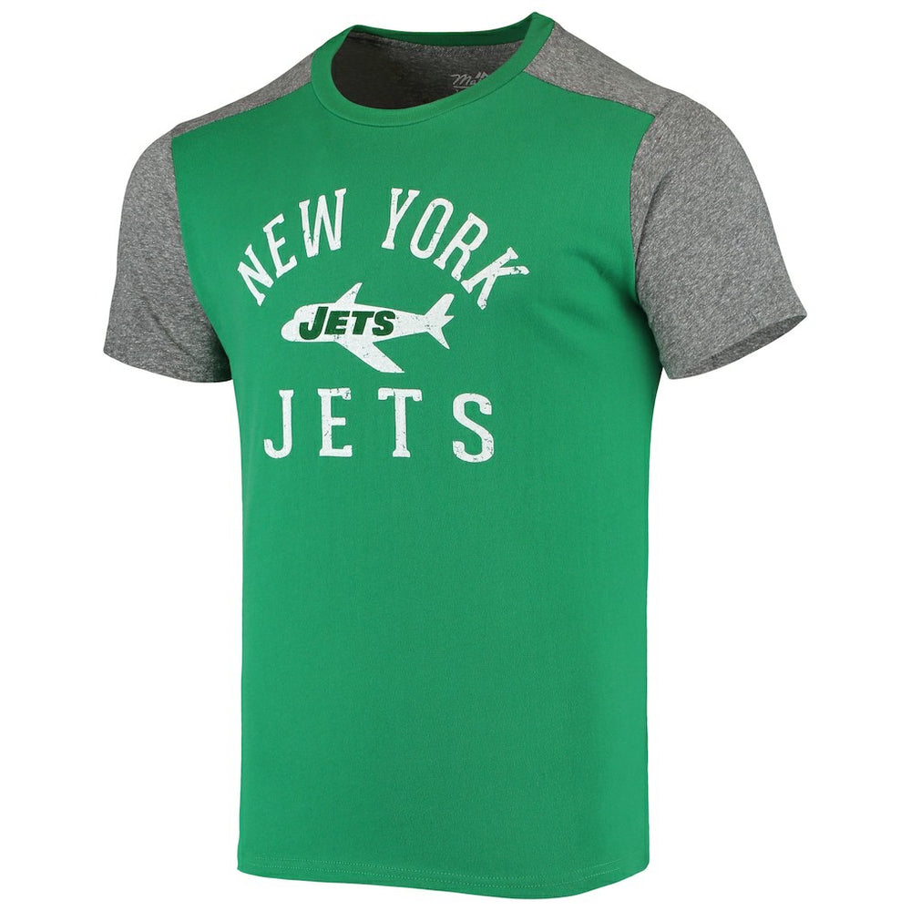 New York Jets Majestic Threads Gridiron Classics Field Goal Slub T-Shirt Kelly Green/Heathered Gray - NFL