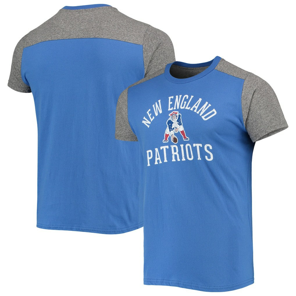 New England Patriots Majestic Threads Gridiron Classics Field Goal Slub T-Shirt Royal/Heathered Gray - NFL