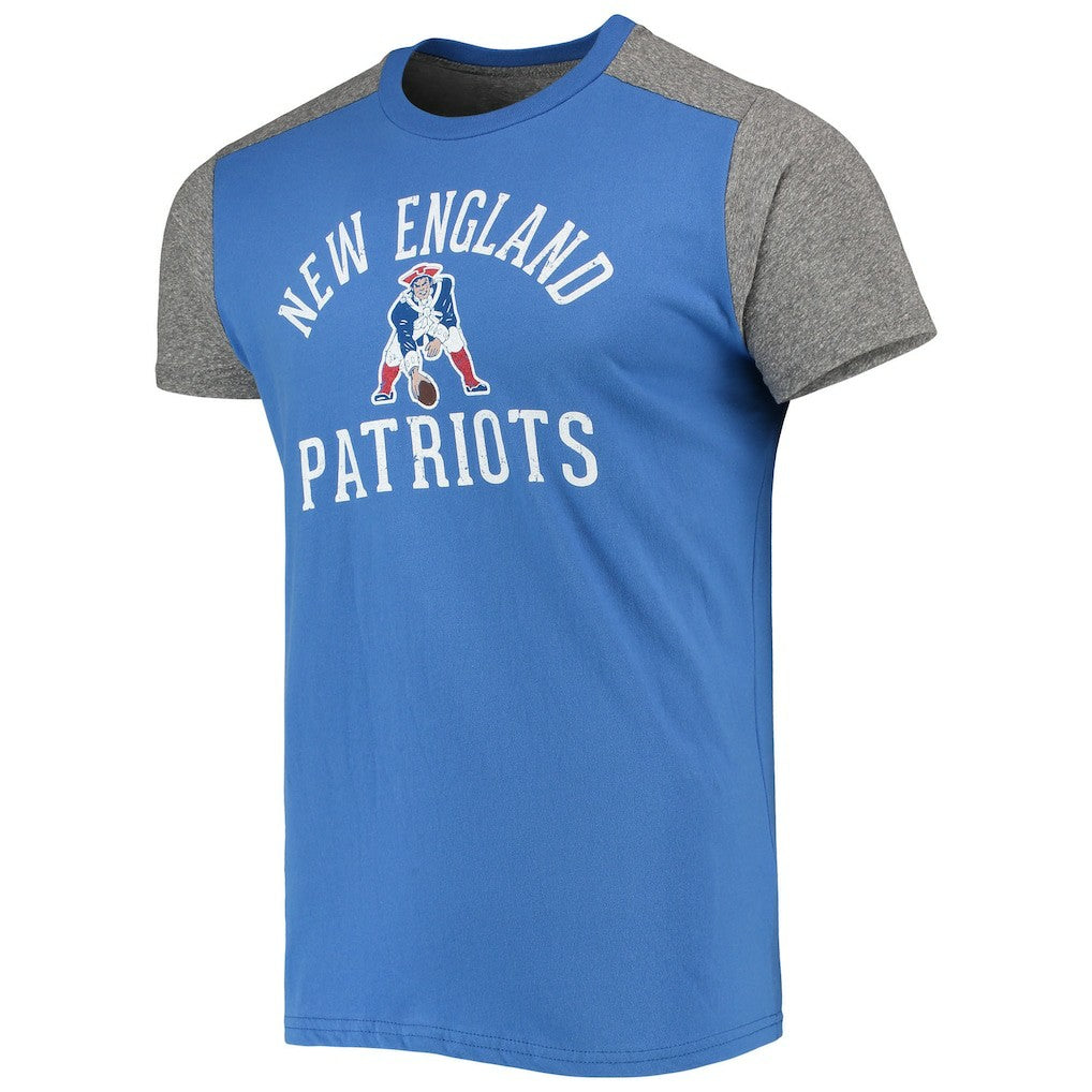 New England Patriots Majestic Threads Gridiron Classics Field Goal Slub T-Shirt Royal/Heathered Gray - NFL