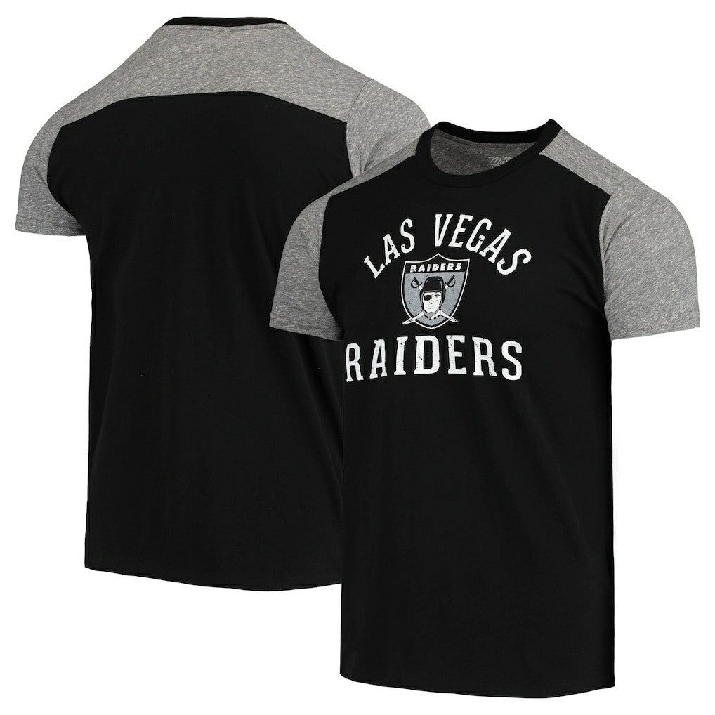 Las Vegas Raiders Majestic Threads Gridiron Classics Field Goal Slub T-Shirt Black/Heathered Gray - NFL