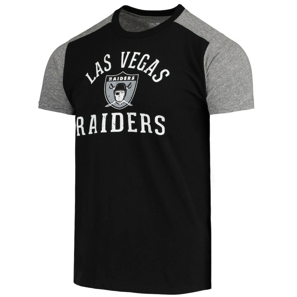 Las Vegas Raiders Majestic Threads Gridiron Classics Field Goal Slub T-Shirt Black/Heathered Gray - NFL