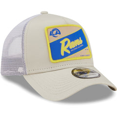 Los Angeles Rams New Era Happy Camper A-Frame Trucker 9FORTY Snapback Hat Khaki/White - NFL