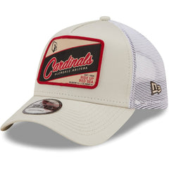 Arizona Cardinals New Era Happy Camper A-Frame Trucker 9FORTY Snapback Hat Khaki/White - NFL