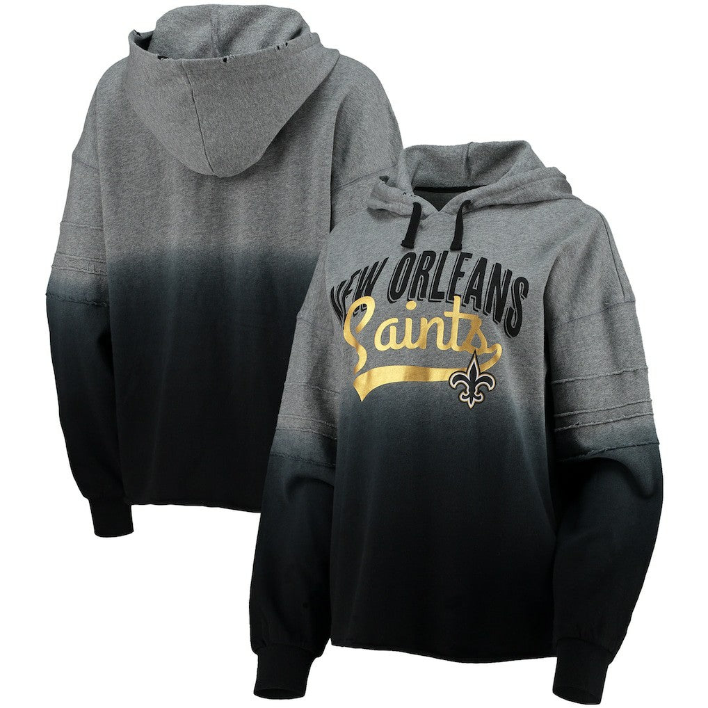 New Orleans Saints Touch Women's Superstar Dip-Dye Pullover Hoodie Heathered Gray/Black - NFL