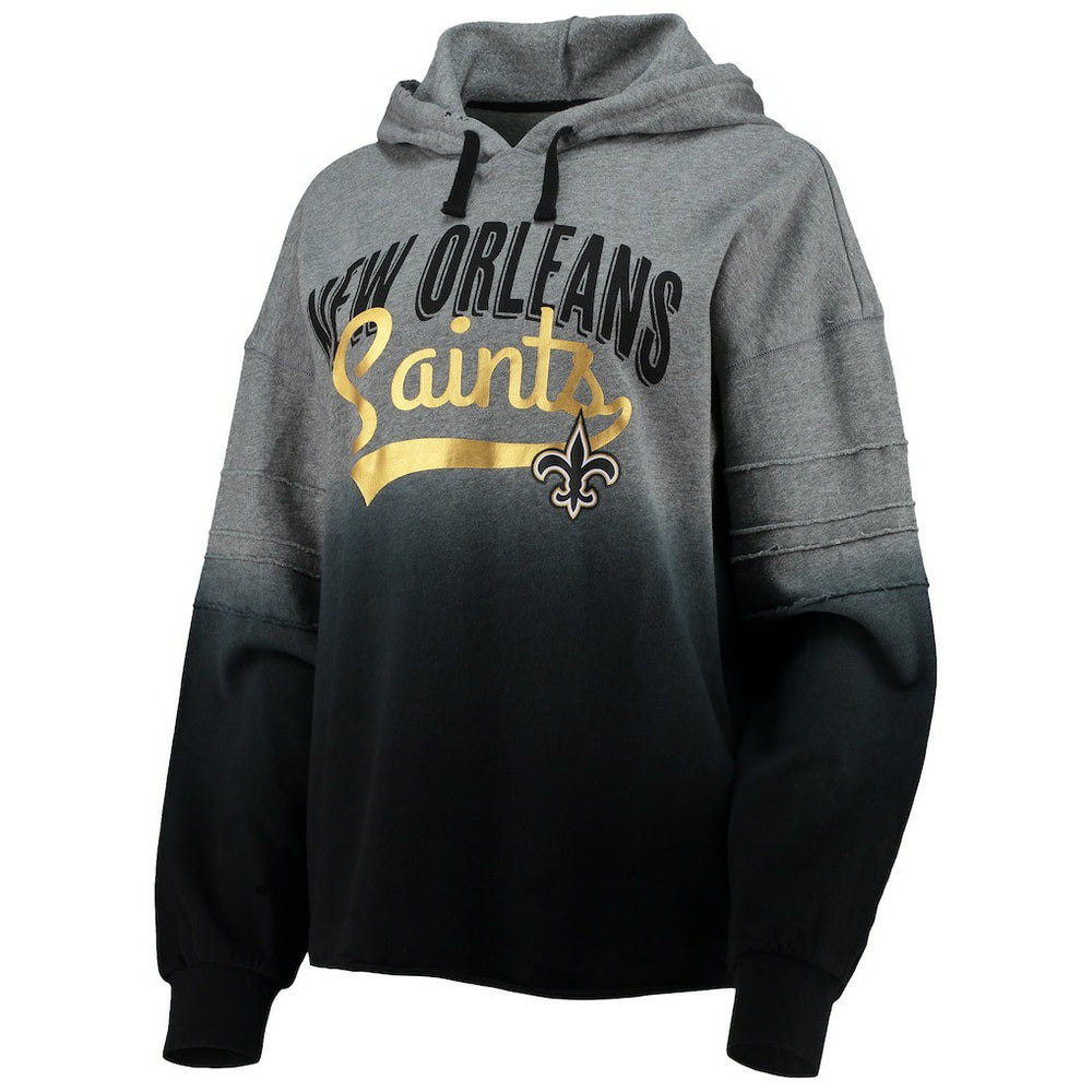 New Orleans Saints Touch Women's Superstar Dip-Dye Pullover Hoodie Heathered Gray/Black - NFL