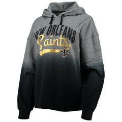 New Orleans Saints Touch Women's Superstar Dip-Dye Pullover Hoodie Heathered Gray/Black - NFL