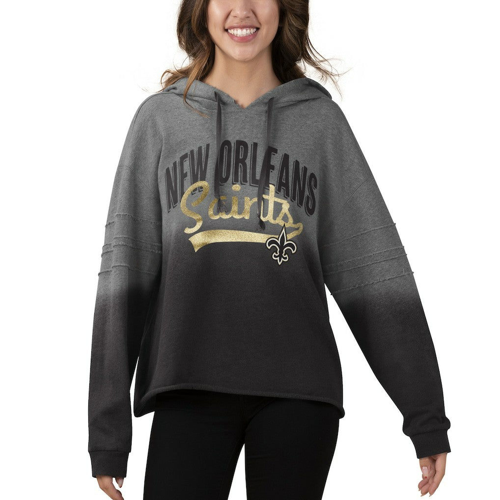 New Orleans Saints Touch Women's Superstar Dip-Dye Pullover Hoodie Heathered Gray/Black - NFL