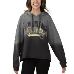 New Orleans Saints Touch Women's Superstar Dip-Dye Pullover Hoodie Heathered Gray/Black - NFL