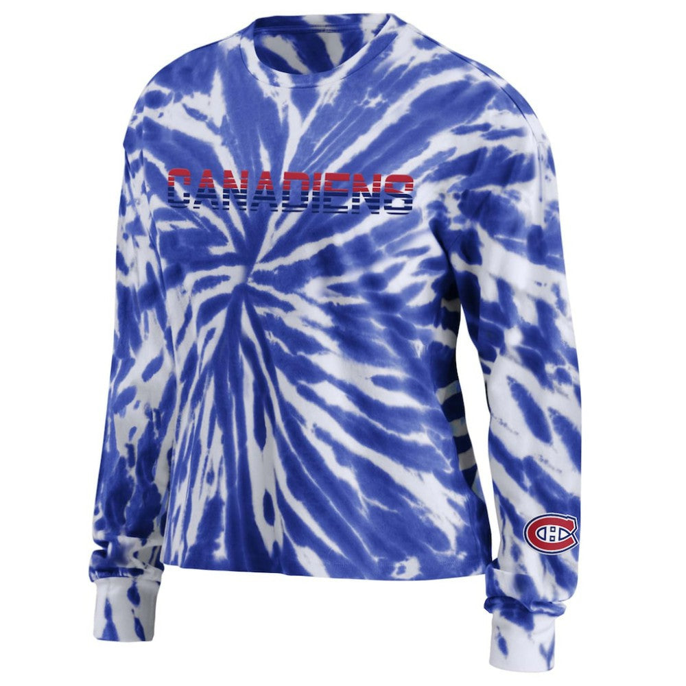 Montreal Canadiens - WEAR by Erin Andrews Women's Tie-Dye Long Sleeve T-Shirt Navy
