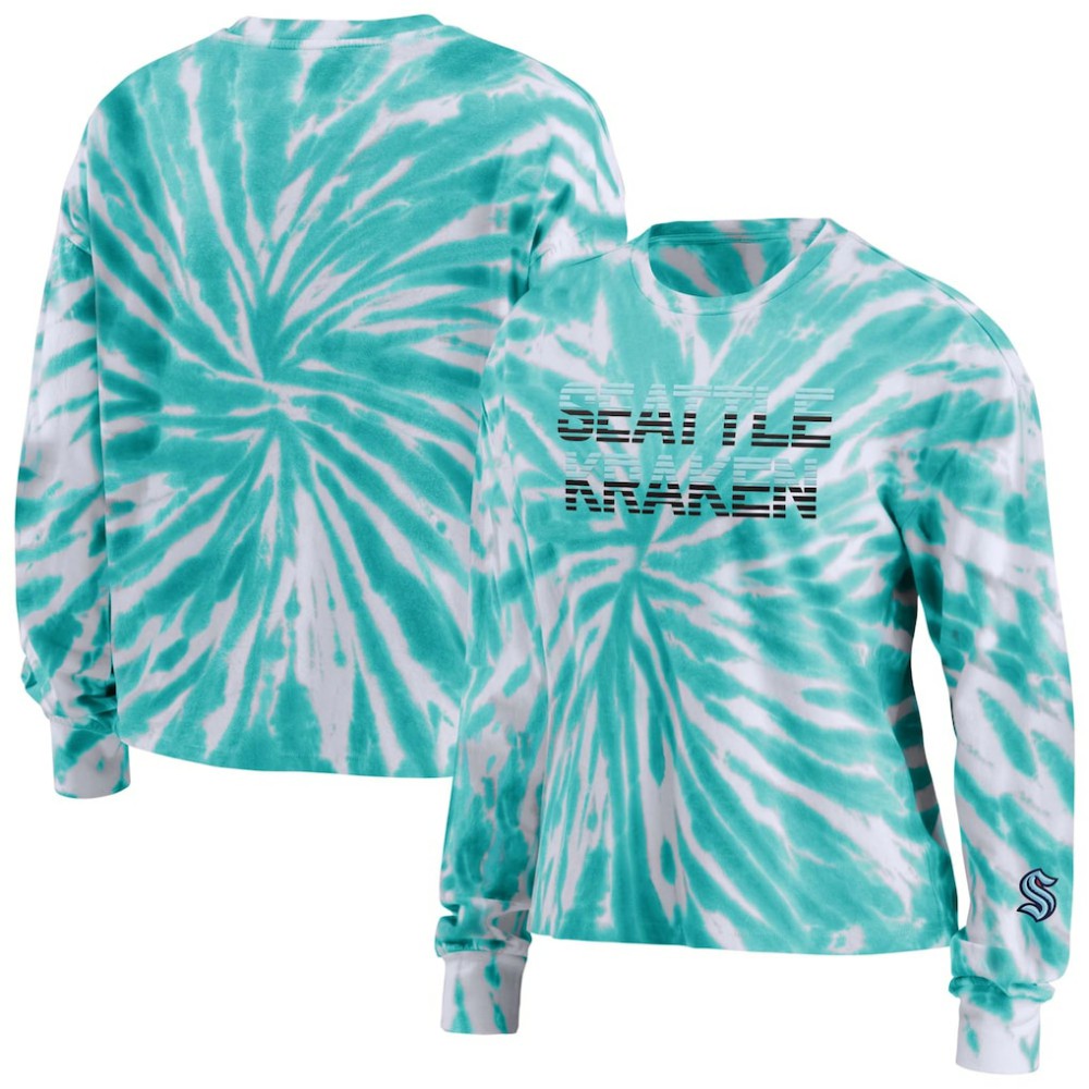 Seattle Kraken WEAR by Erin Andrews Women's Tie-Dye Long Sleeve T-Shirt Light Blue