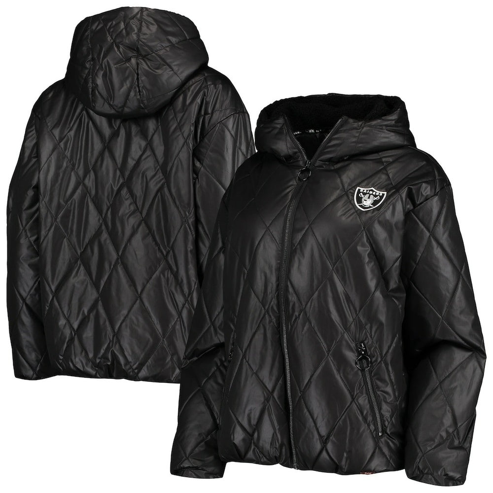 Las Vegas Raiders MSX by Michael Strahan Women's Charlotte Full-Zip Hoodie Puffer Jacket Black - NFL