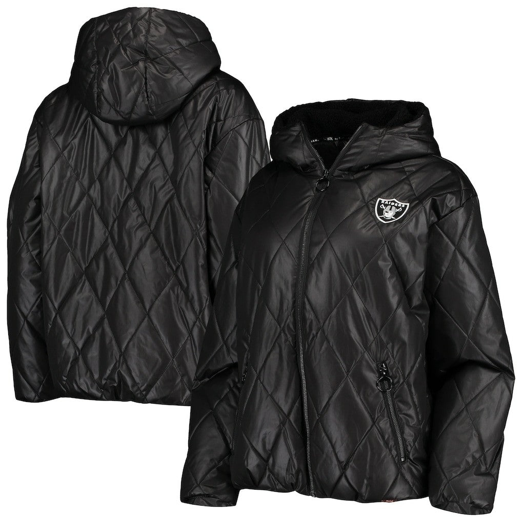 Las Vegas Raiders MSX by Michael Strahan Women's Charlotte Full-Zip Hoodie Puffer Jacket Black - NFL