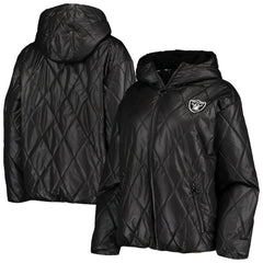 Las Vegas Raiders MSX by Michael Strahan Women's Charlotte Full-Zip Hoodie Puffer Jacket Black - NFL