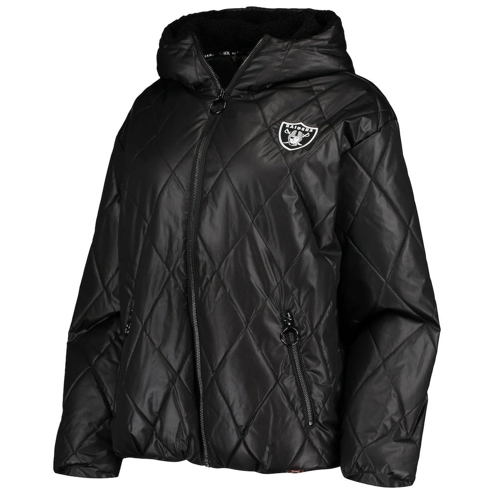 Las Vegas Raiders MSX by Michael Strahan Women's Charlotte Full-Zip Hoodie Puffer Jacket Black - NFL