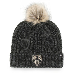 47 brand - Brooklyn Nets '47 Women's Meeko Cuffed Knit Hat with Pom - Black