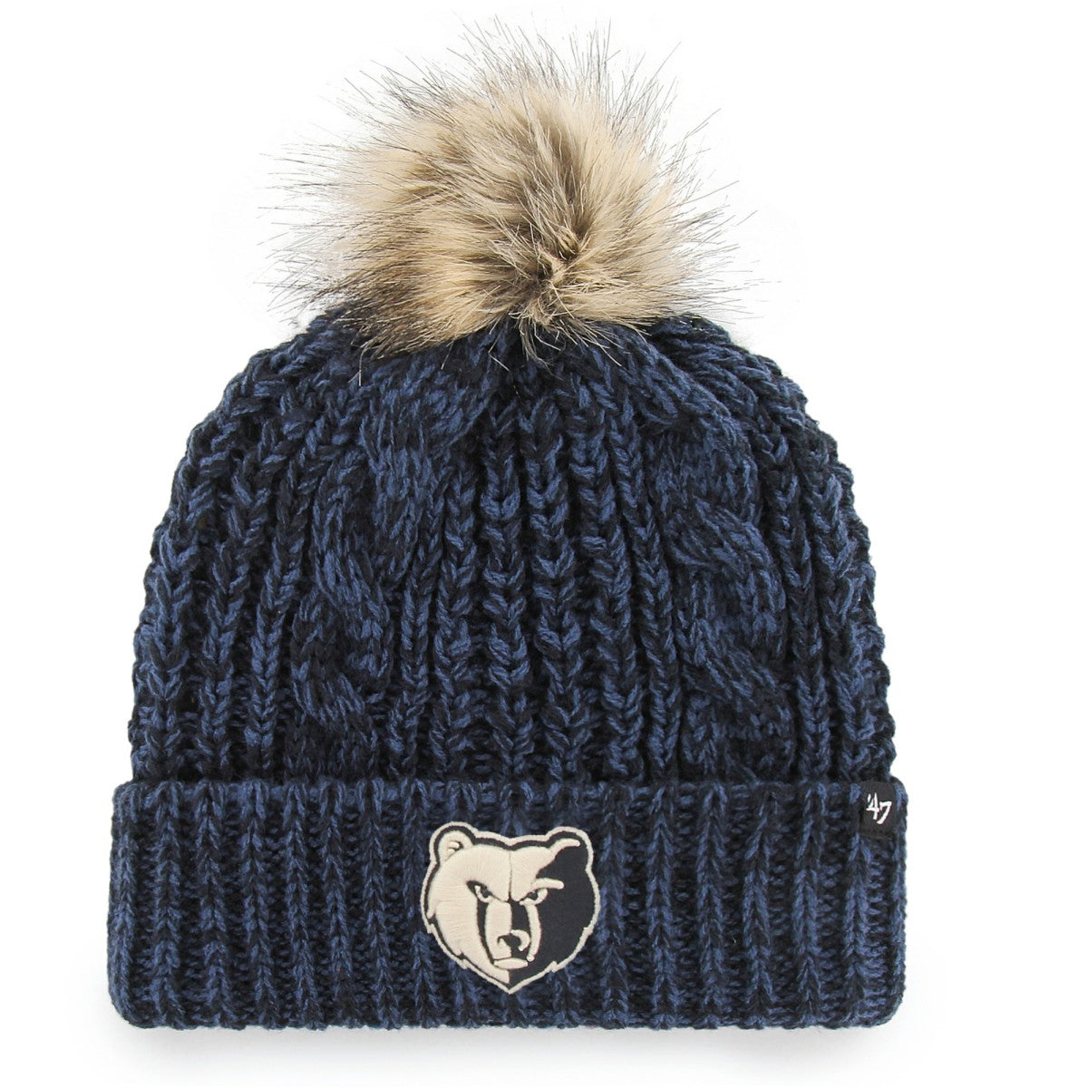47 brand - Memphis Grizzlies '47 Women's Meeko Cuffed Knit Hat with Pom - Navy