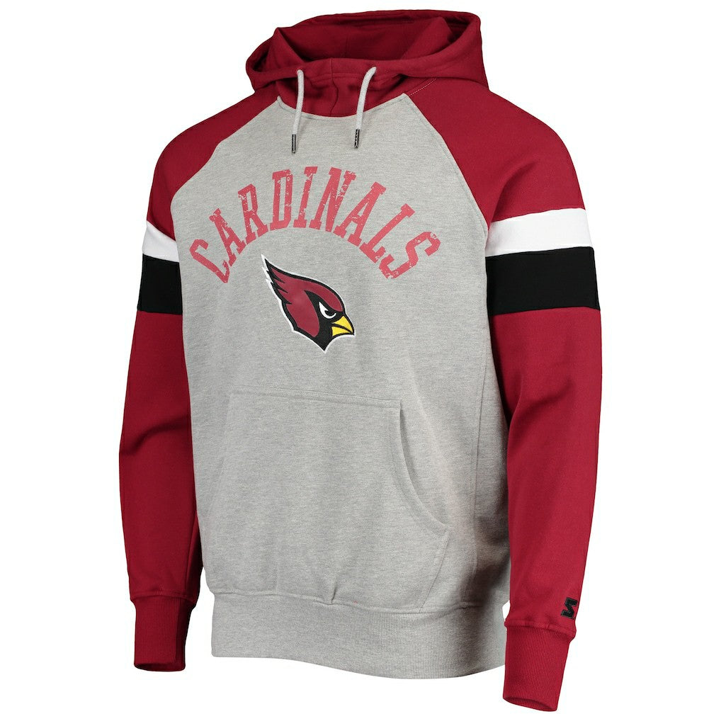 Arizona Cardinals Starter Home Run Raglan Pullover Hoodie Heathered Gray/Cardinal - NFL