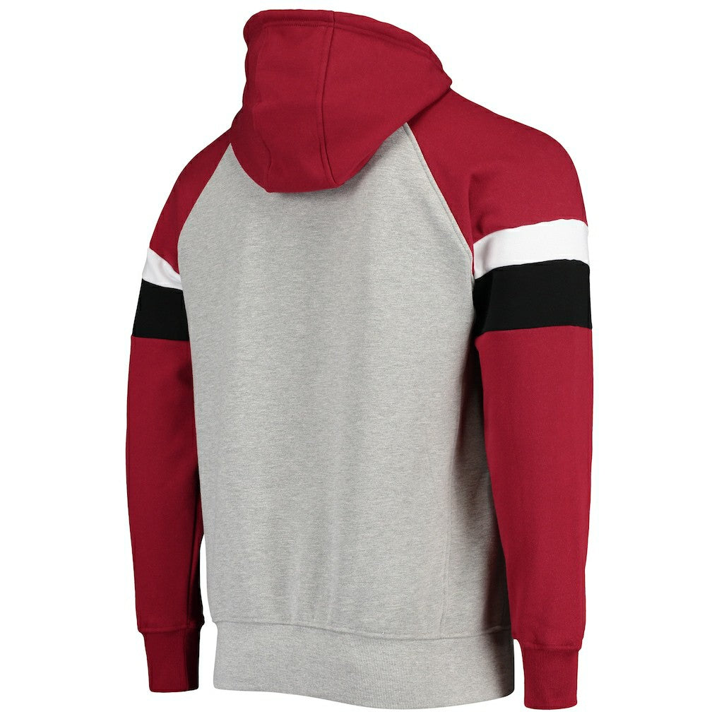 Arizona Cardinals Starter Home Run Raglan Pullover Hoodie Heathered Gray/Cardinal - NFL