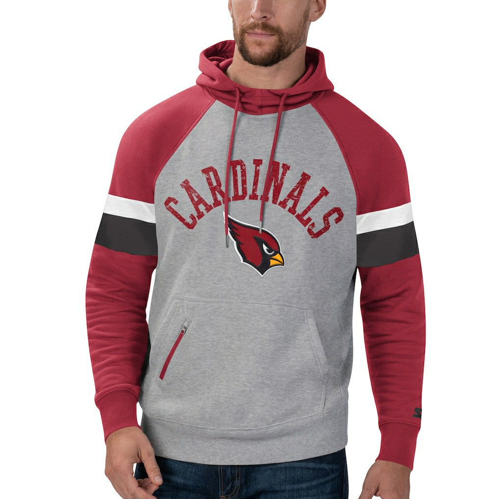 Arizona Cardinals Starter Home Run Raglan Pullover Hoodie Heathered Gray/Cardinal - NFL