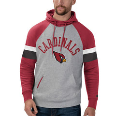Arizona Cardinals Starter Home Run Raglan Pullover Hoodie Heathered Gray/Cardinal - NFL