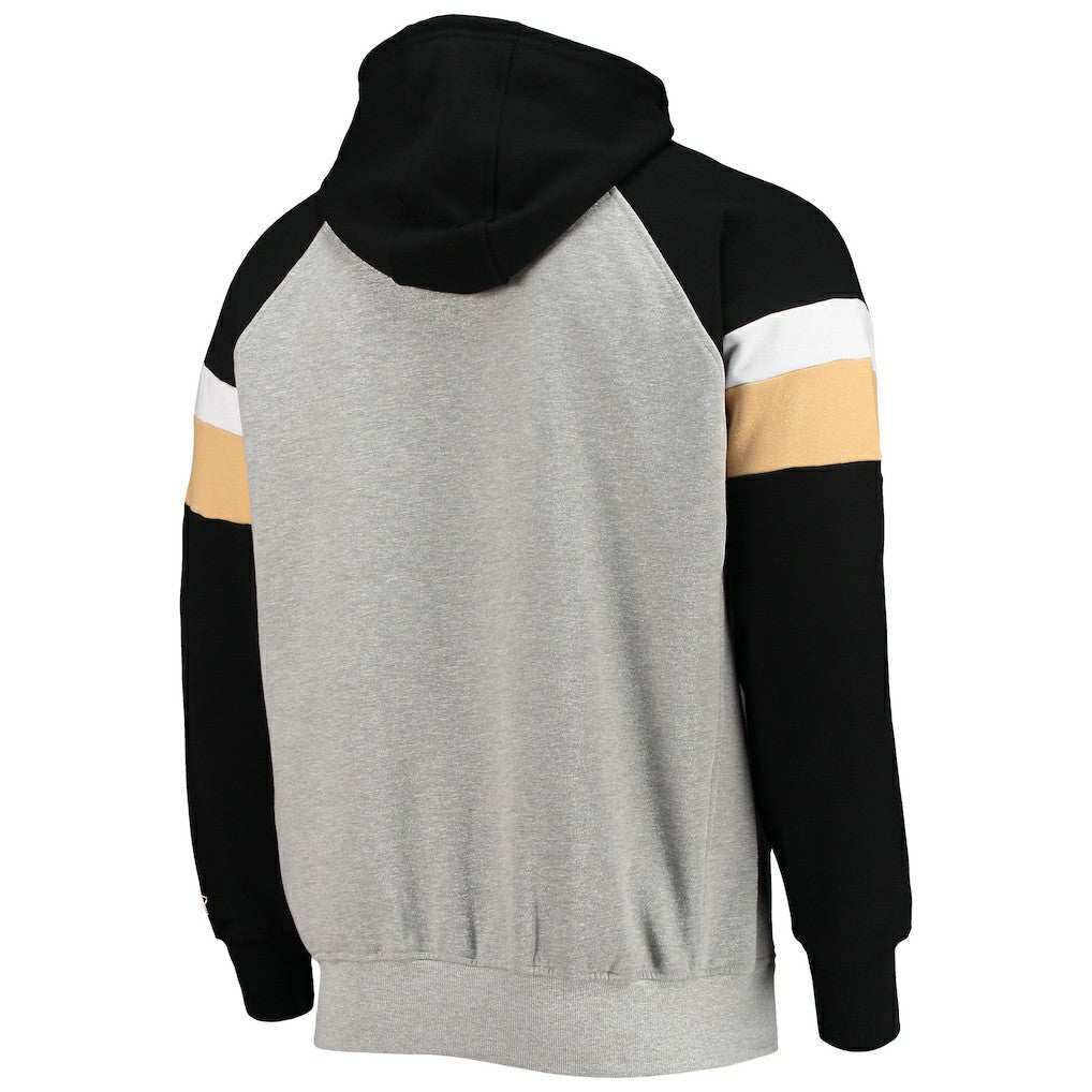 New Orleans Saints Starter Home Run Raglan Pullover Hoodie Heathered Gray/Black - NFL
