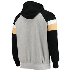 New Orleans Saints Starter Home Run Raglan Pullover Hoodie Heathered Gray/Black - NFL