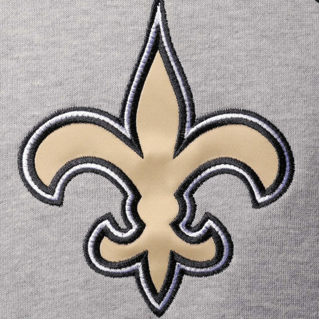 New Orleans Saints Starter Home Run Raglan Pullover Hoodie Heathered Gray/Black - NFL