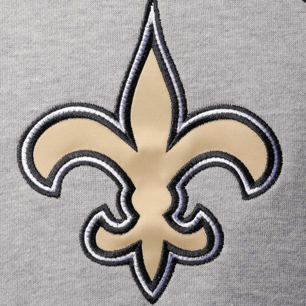 New Orleans Saints Starter Home Run Raglan Pullover Hoodie Heathered Gray/Black - NFL