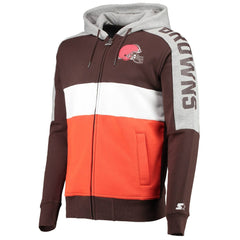 Cleveland Browns Starter Playoffs Color Block Full-Zip Hoodie Brown/Orange - NFL