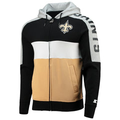 New Orleans Saints Starter Playoffs Color Block Full-Zip Hoodie Black/Gold - NFL