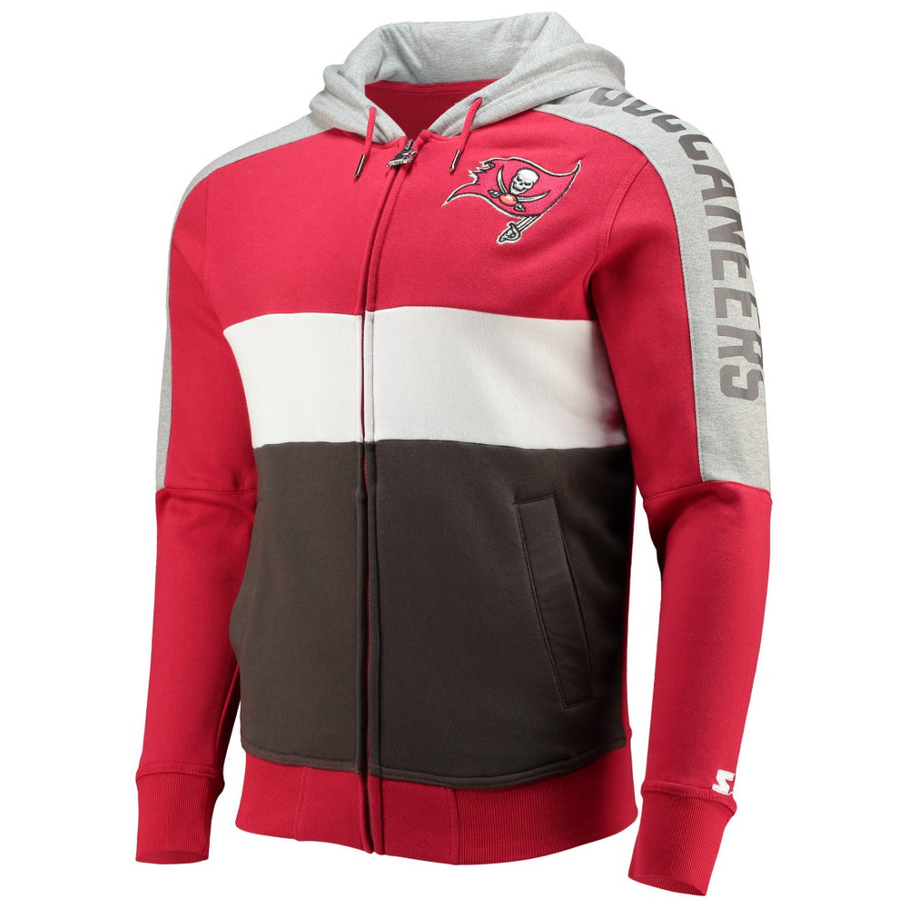 Tampa Bay Buccaneers Starter Playoffs Color Block Full-Zip Hoodie Red/Pewter - NFL