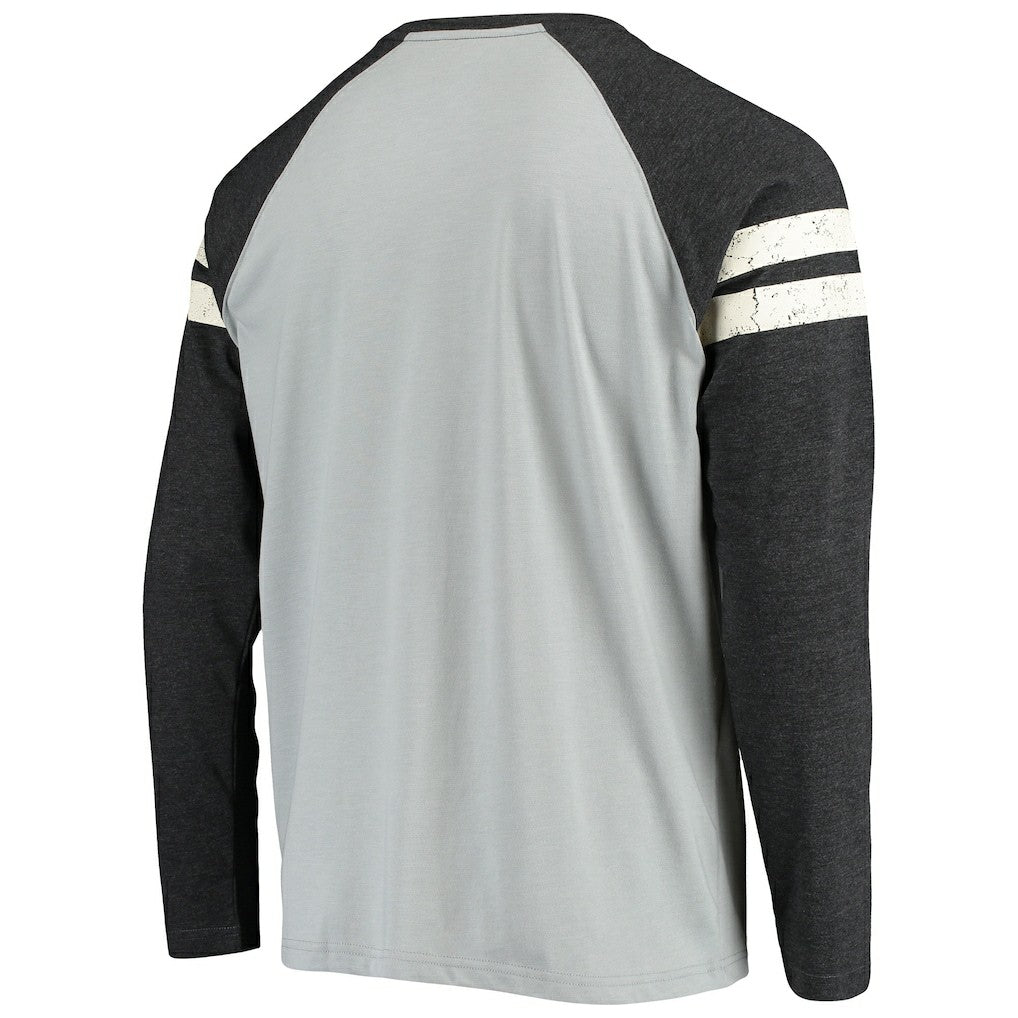 Las Vegas Raiders Starter Throwback League Raglan Long Sleeve Tri-Blend T-Shirt Silver/Black - NFL