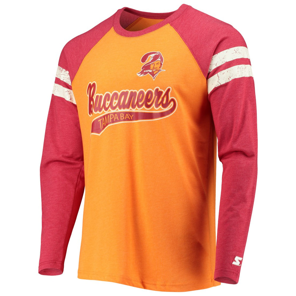 Tampa Bay Buccaneers Starter Throwback League Raglan Long Sleeve Tri-Blend T-Shirt Orange/Red - NFL