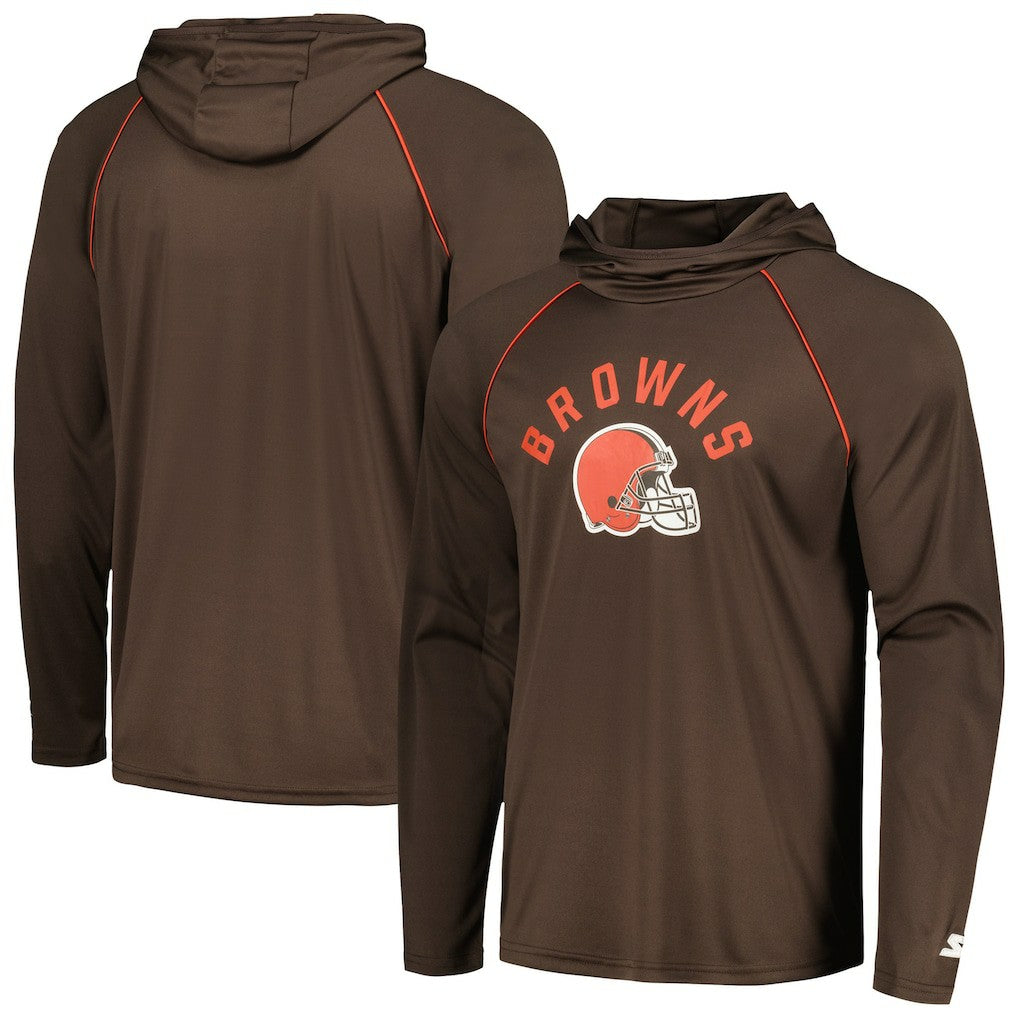 Cleveland Browns Starter Raglan Long Sleeve Hoodie T-Shirt Brown - NFL