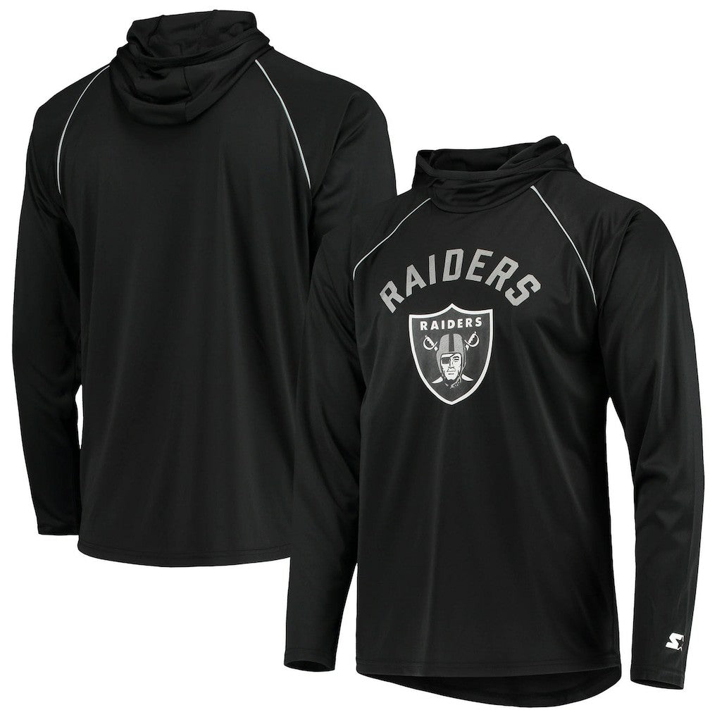 Las Vegas Raiders Starter Raglan Long Sleeve Hoodie T-Shirt Black - NFL