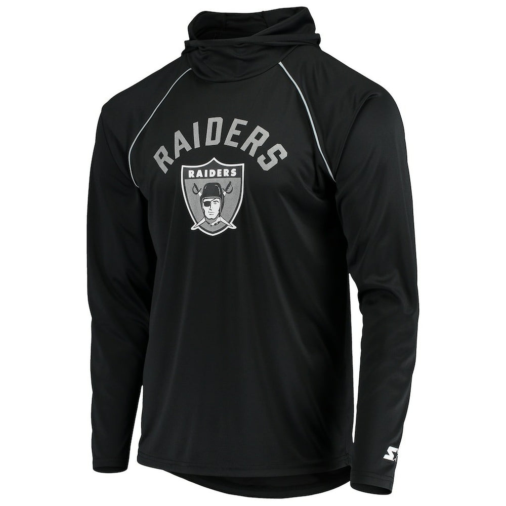 Las Vegas Raiders Starter Throwback Raglan Hoodie Long Sleeve T-Shirt Black - NFL
