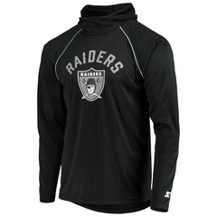 Las Vegas Raiders Starter Throwback Raglan Hoodie Long Sleeve T-Shirt Black - NFL