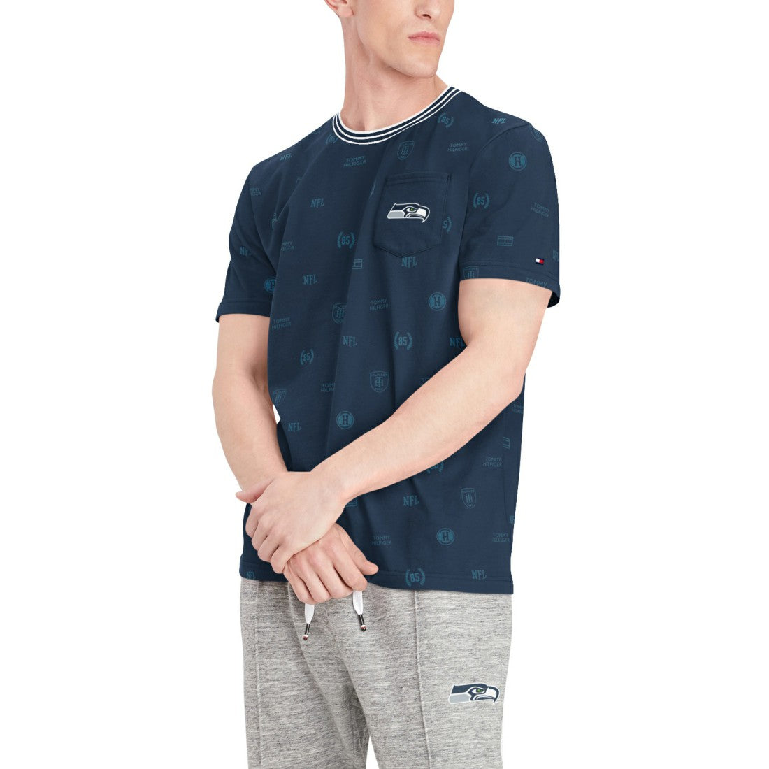 Seattle Seahawks Tommy Hilfiger Essential Pocket T-Shirt College Navy - NFL