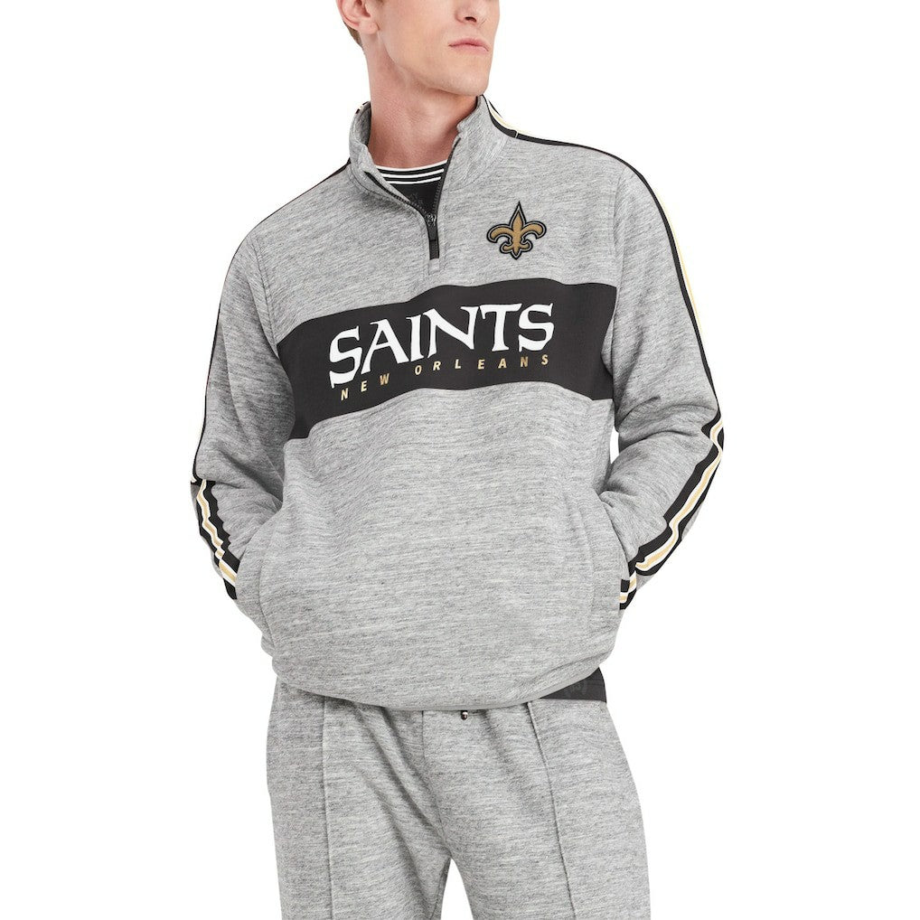 New Orleans Saints Tommy Hilfiger Mario Quarter-Zip Jacket Heathered Gray - NFL