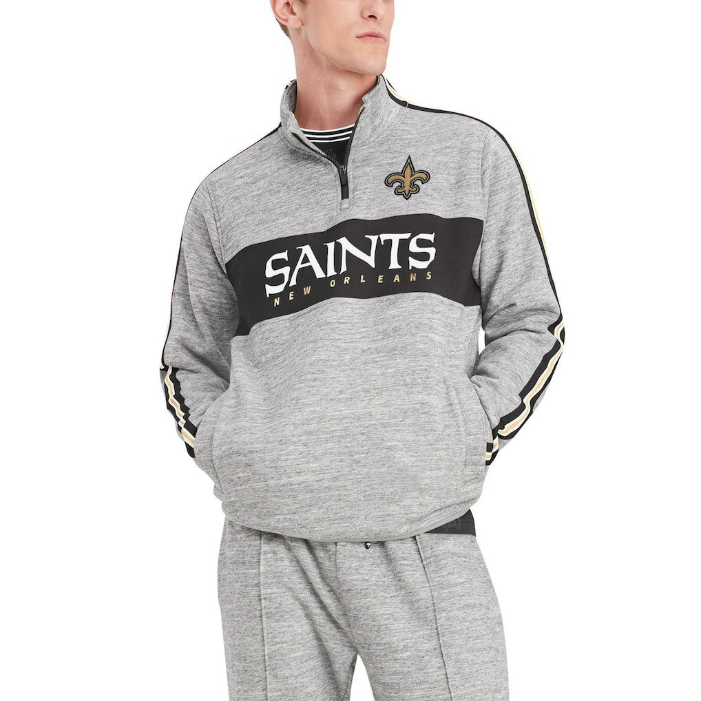 New Orleans Saints Tommy Hilfiger Mario Quarter-Zip Jacket Heathered Gray - NFL