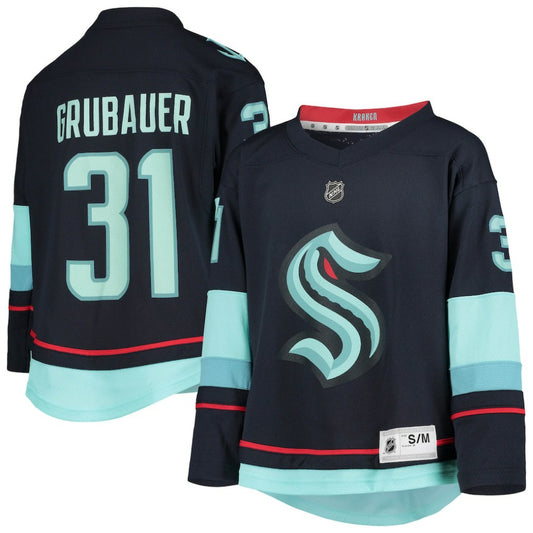 Philipp Grubauer Seattle Kraken Youth Home Replica Player Jersey - Deep Sea Blue | NHL Jerseys
