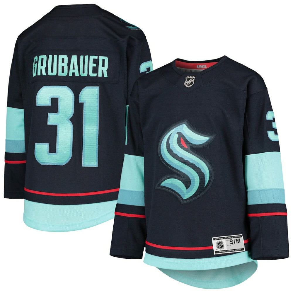 Philipp Grubauer Seattle Kraken Youth Home Premier Player Jersey - Deep Sea Blue | NHL Jerseys