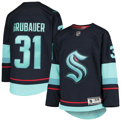 Philipp Grubauer Seattle Kraken Youth Home Premier Player Jersey - Deep Sea Blue | NHL Jerseys